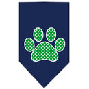 Pet and Dog Bandana Screen Printed, "Green Swiss Dot Paw"