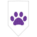 Pet and Dog Bandana Screen Printed, "Purple Swiss Dot Paw"