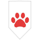Pet and Dog Bandana Screen Printed, "Red Swiss Dot Paw"