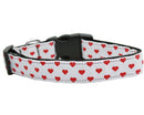 Pet Dog & Cat Nylon Collar or Leash, "White and Red Dotty Hearts"