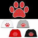Pet Dog & Cat Shirt Screen Printed, "Swiss Dots Red Paw"
