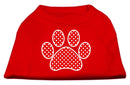 Pet Dog & Cat Shirt Screen Printed, "Swiss Dots Red Paw"