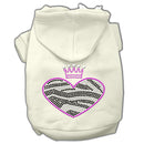 Pet, Dog & Cat Hoodie Rhinestone, "Zebra Heart"