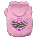 Pet, Dog & Cat Hoodie Rhinestone, "Zebra Heart"