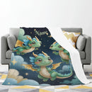 Personalized Green Dragon Blanket: Starry Night Bedroom Decor, Flannel Fleece Throw