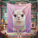 Personalized Llama Fleece Blanket: Alpaca Custom Name Throw