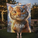 Personalized Baby Tiger Blanket - Soft Microfiber Jungle Throw Custom Name Gift