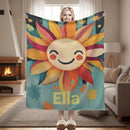 Personalized Sunny Sunshine Sunflower Blanket: Custom Name Gift, Flannel Fleece Throw