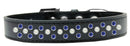 Dog, Puppy & Pet Fashion Collar, "Pearl and Blue Crystal Rimsets Sprinkles"