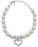Christmas Heart & Pearl Dog, Cat and Pet Necklaces