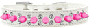 Pet and Dog Spike Collar, "Double Crystal & Bright Pink Spikes"