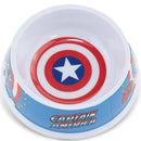 Single Melamine Pet Bowl - 7.5 (16oz) - Captain America Shield + CAPTAIN AMERICA Action Pose Blue Red White