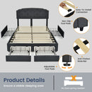 Platform Bed Frame with 4 Storage Drawers and Adjustable Headboard