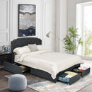 Platform Bed Frame with 4 Storage Drawers and Adjustable Headboard