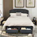 Platform Bed Frame with 4 Storage Drawers and Adjustable Headboard