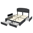 Platform Bed Frame with 4 Storage Drawers and Adjustable Headboard