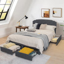 Platform Bed Frame with 4 Storage Drawers and Adjustable Headboard