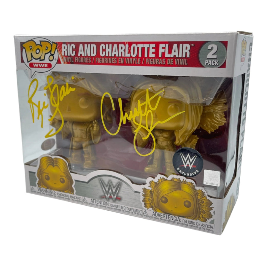 Ric Flair & Charlotte Flair dual signed WWE Funko POP Figure (2-pack w/ PSA)