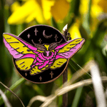 Rosy Maple Moth Enamel Pin