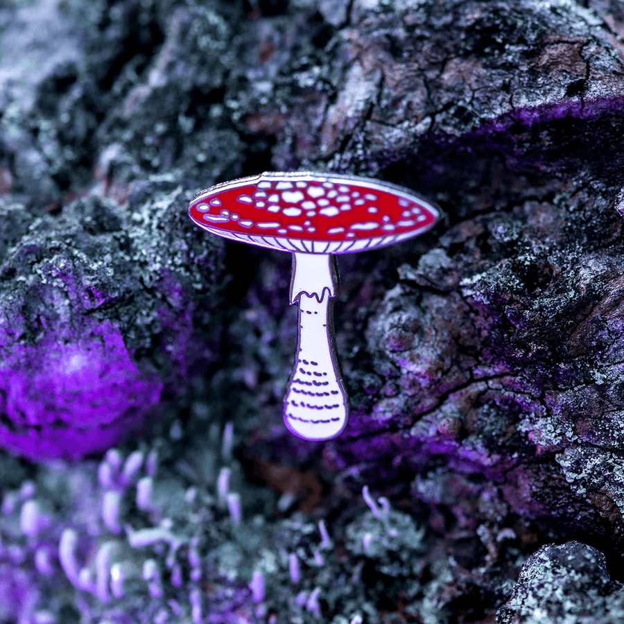 Fly Agaric Mushroom Enamel Pin | Glow-in-the-Dark