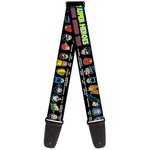 Guitar Strap - DC Originals SUPER HEROES HAVE ISSUES TOO! Faces Issues Black