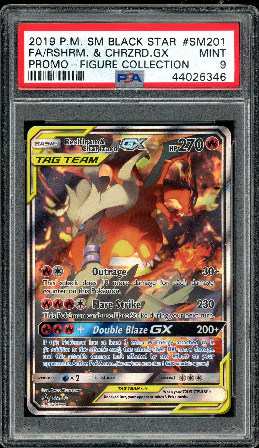 Reshiram & Charizard GX Sun & Moon Promo Figure Collection SM201 PSA 9
