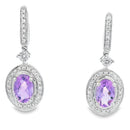 .93ct Amethyst Diamond Dangle Earrings 10KT White Gold