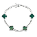 Moissanite Malachite Tennis Bracelet Sterling Silver