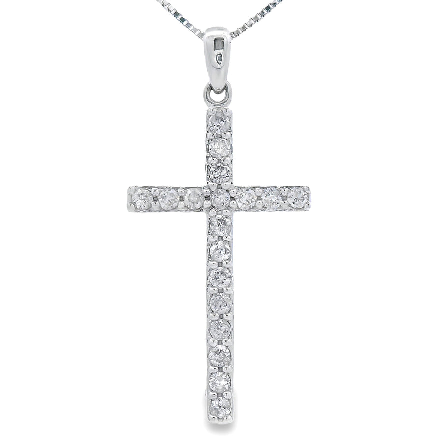 .25ct Diamond Cross Religious Pendant 14KT White Gold