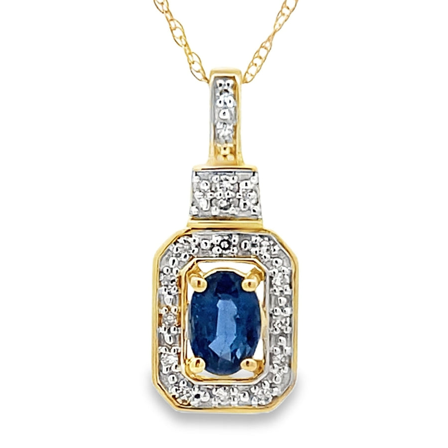 Sapphire Diamond Fashion Pendants 10KT Yellow Gold