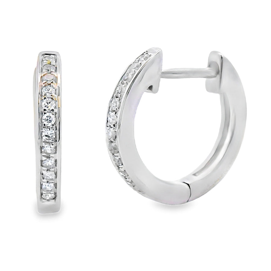.08ct Diamond Hoop Earrings 10KT White Gold