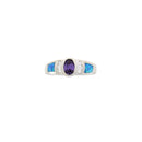 Cubic Zirconia Created Opal Ring Sterling Silver