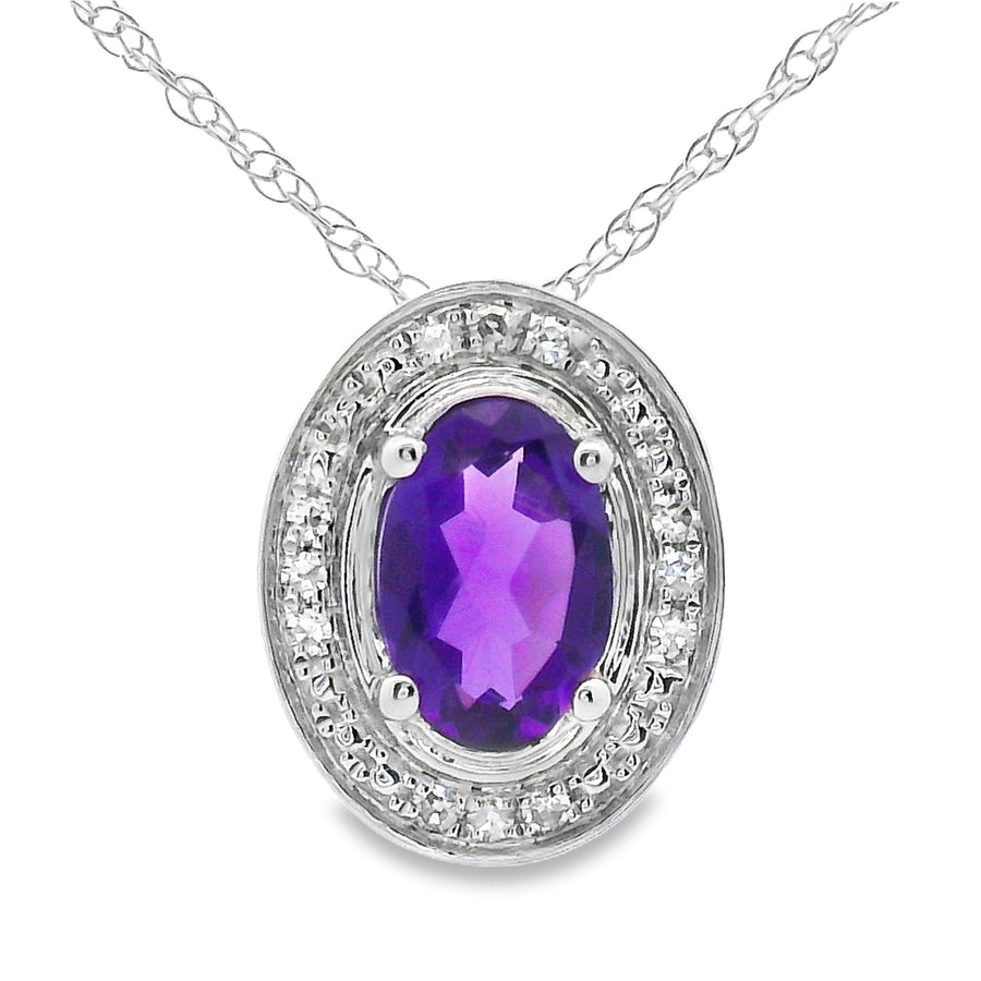 .49ct Amethyst Diamond Fashion Pendants 10KT White Gold