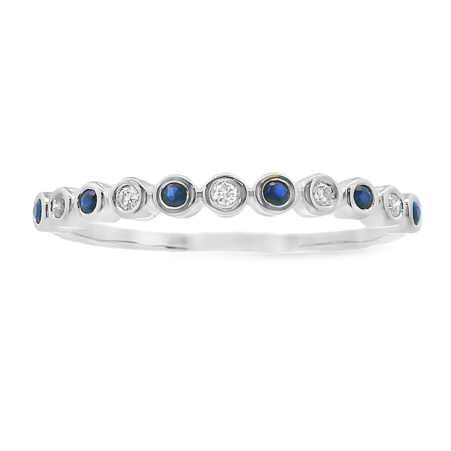 Sapphire Diamond stackable band set 14KT White Gold