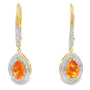 .88ct Amethyst Diamond Dangle Earrings 10KT Yellow Gold