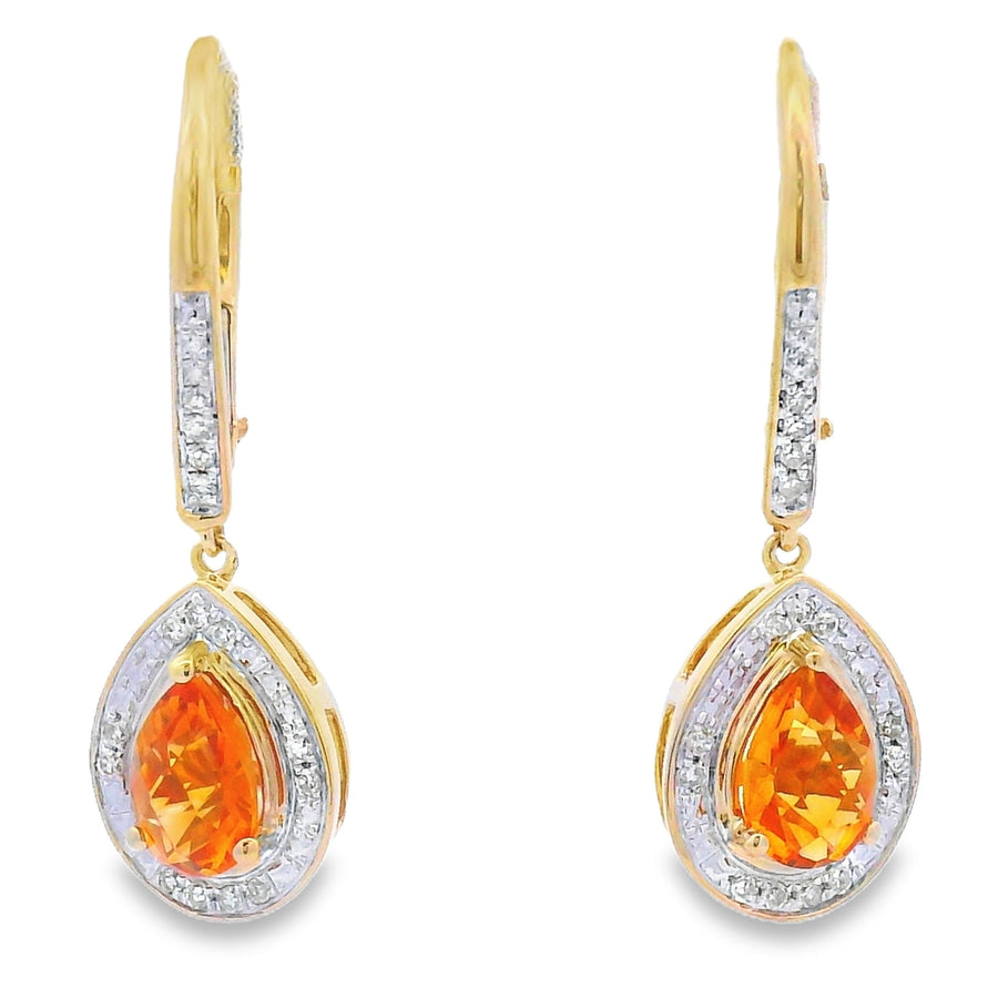 .88ct Amethyst Diamond Dangle Earrings 10KT Yellow Gold