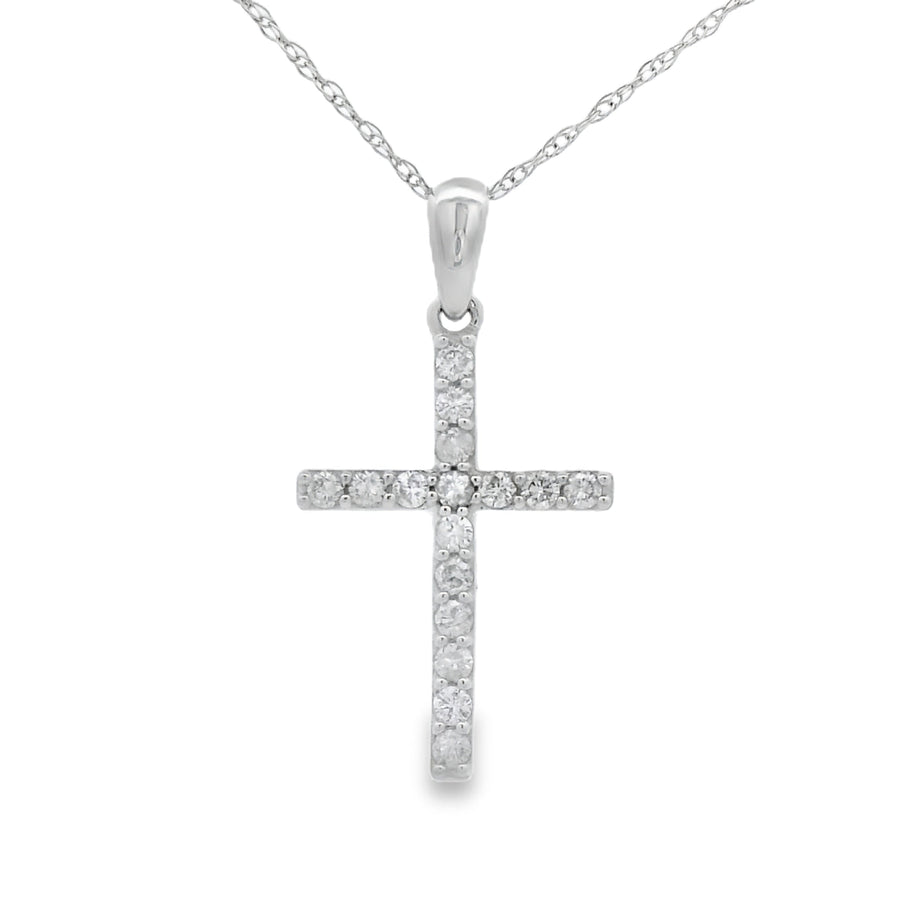 .19ct Diamond Cross Religious Pendant 14KT White Gold