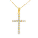 .19ct Diamond Cross Religious Pendant 14KT Yellow Gold