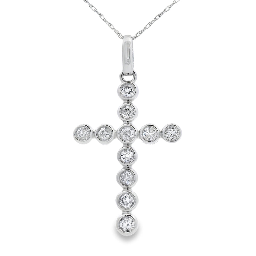 .50ct Diamond Cross Religious Pendant 14KT White Gold