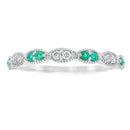 Emerald Diamond stackable band set 14KT White Gold