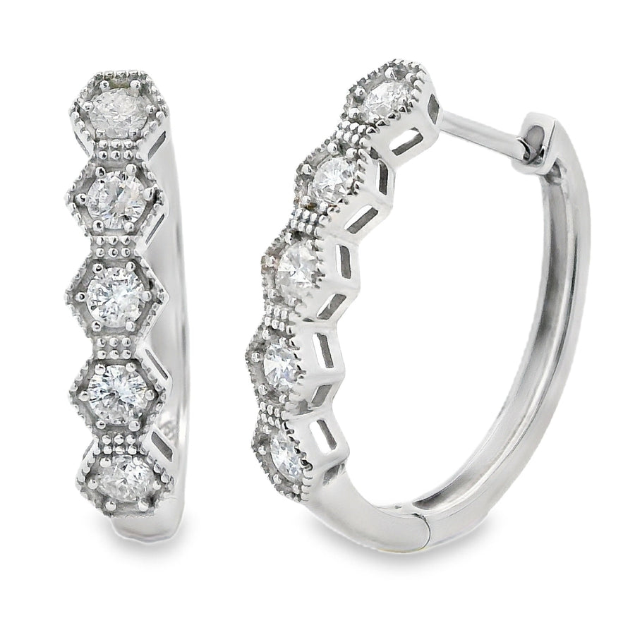 .50ct Diamond Hoop Earrings 14KT White Gold