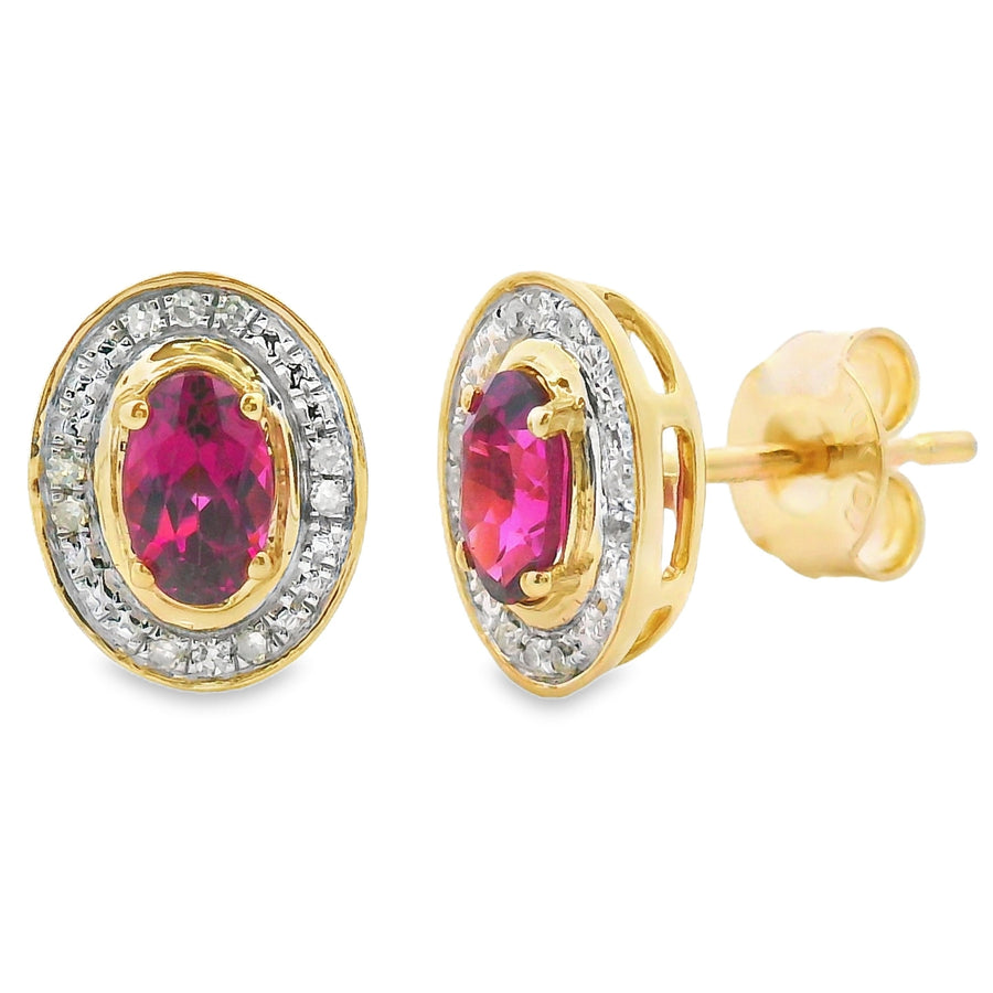 .67ct Garnet Diamond Earrings 10KT Yellow Gold