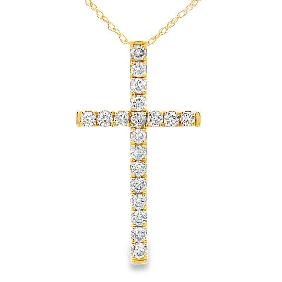 .50ct Diamond Cross Religious Pendant 14KT Yellow Gold