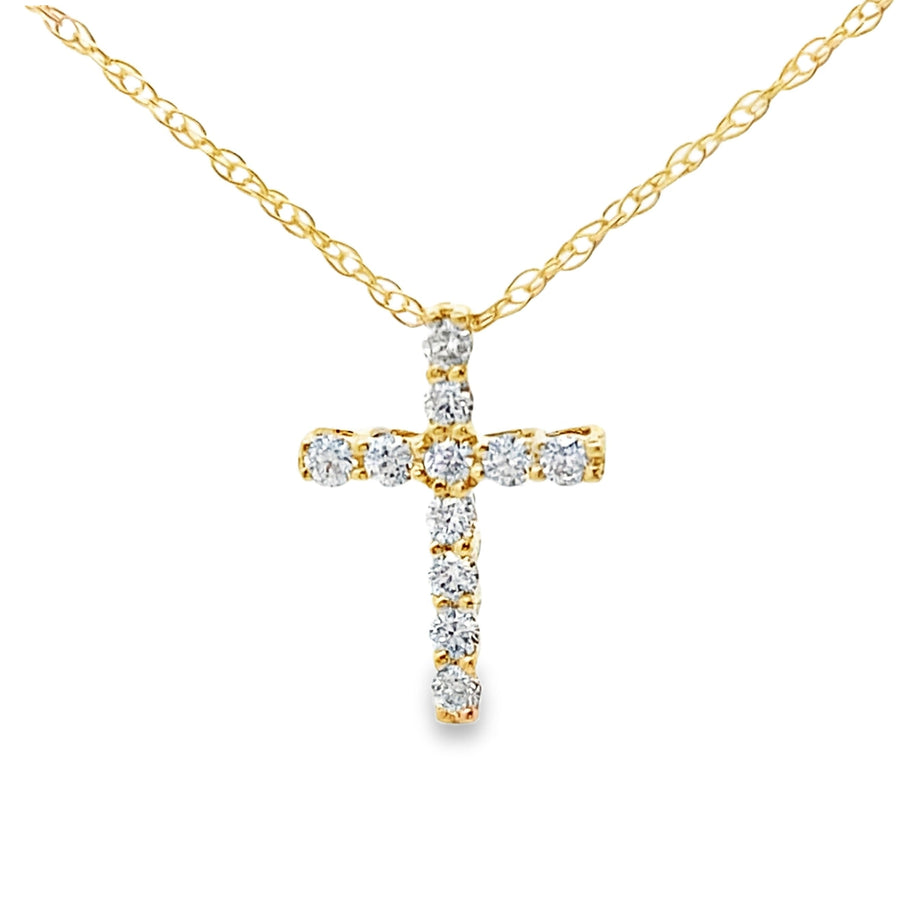 .12ct Diamond Cross Religious Pendant 10KT Yellow Gold