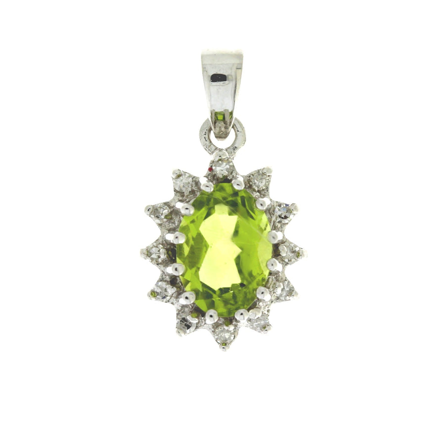 .96ct Peridot Diamond Fashion Pendants 10KT White Gold