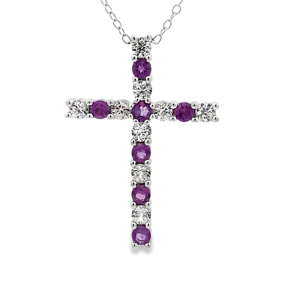 .50ct Amethyst Cross Religious Pendant Sterling Silver