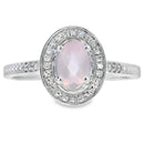 .44ct Rose Quartz Diamond Ring 10KT White Gold