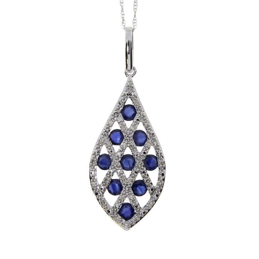 .58ct Sapphire Diamond Fashion Pendants 14KT White Gold
