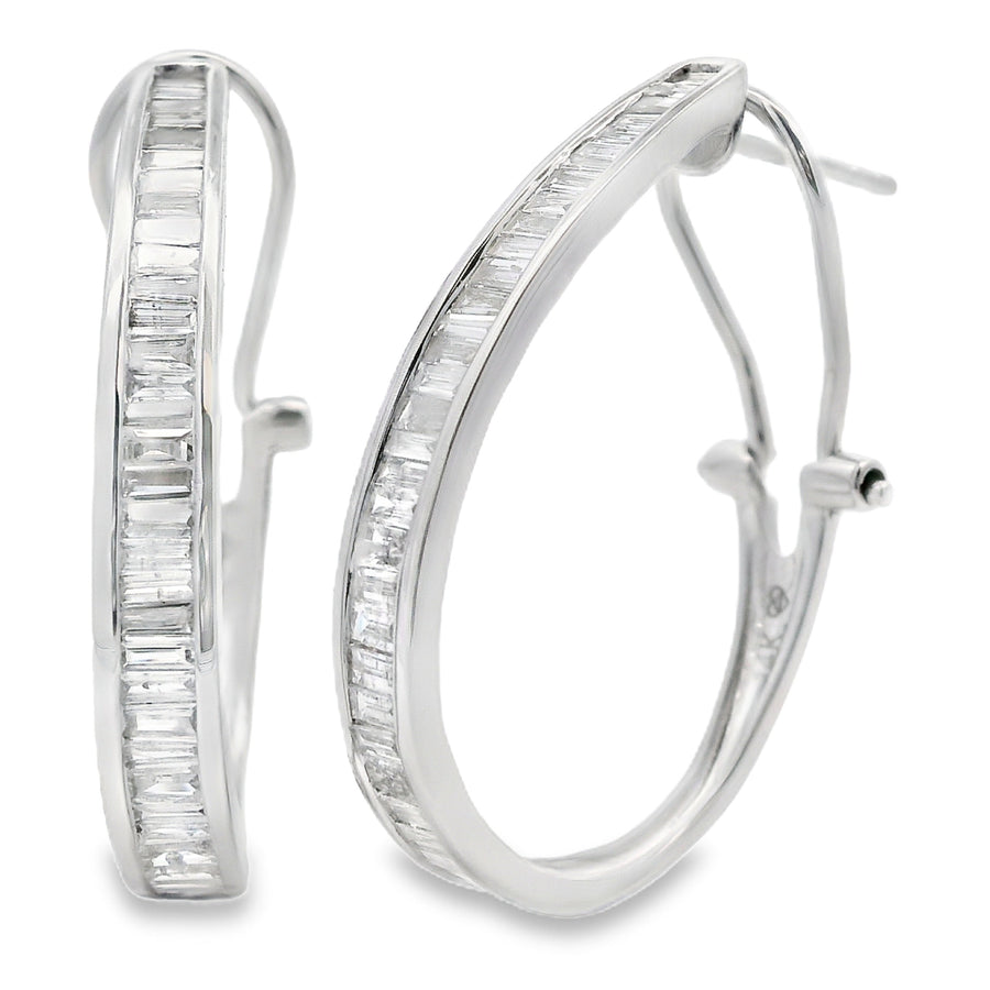 1.00ct Diamond Hoop Earrings 14KT White Gold