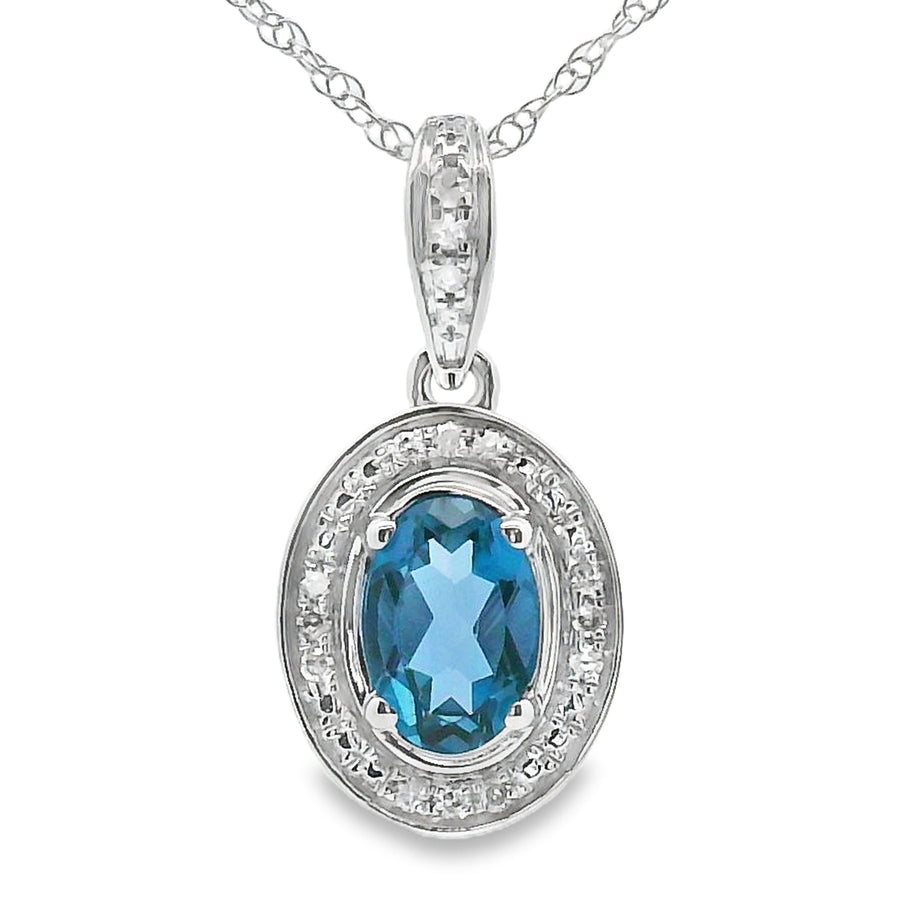 London Blue Topaz Fashion Pendants 10KT White Gold